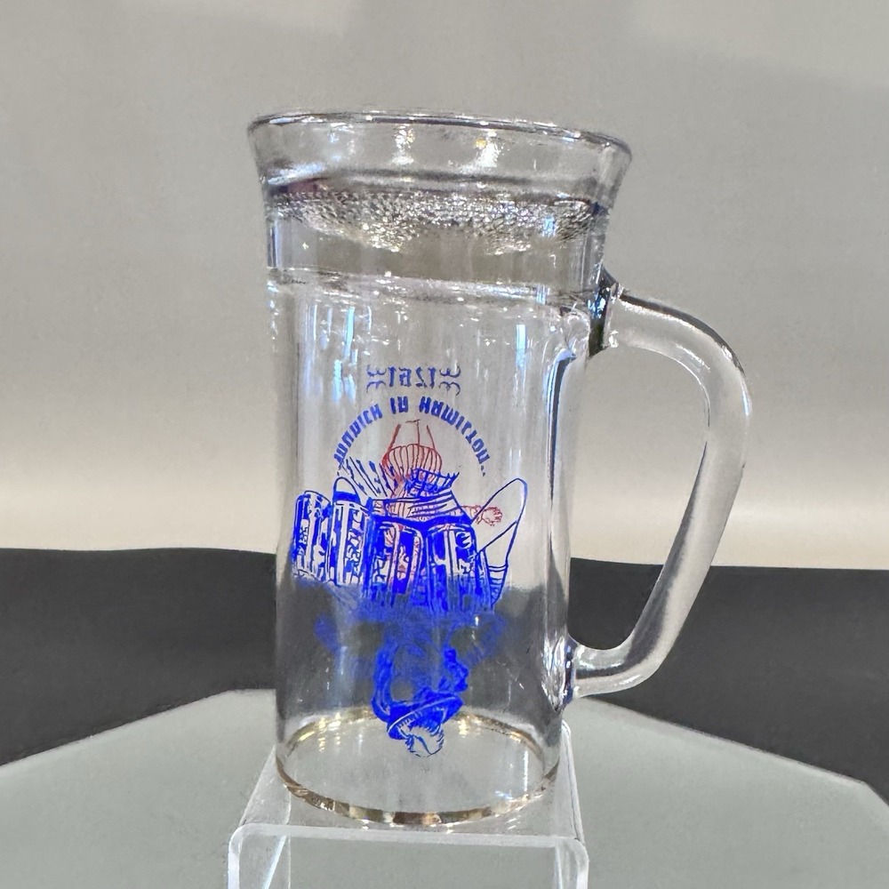 Vintage 1971 Gold Rim Clear Glass Weighted Textured Base Oktoberfest Beer Mug - Picture 5 of 9